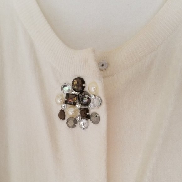 Vintage Audrey & Grace Button Up Cardigan Embellished with Sequin Jewelry  Small - Picture 5 of 8